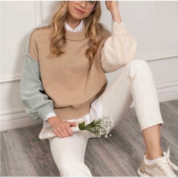 Blu Pepper Colour Block Sweater - Picture 1 of 11